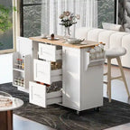 Rolling Kitchen Island Cart on Wheels with Storage,2 Slide-Out Shelf and Internal Storage Rack