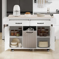 Kitchen Island with Trash Can Storage and Adjustable Shelf