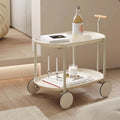 Modern 2-Tier Rolling Serving, Metal Bar Cart with Wheels, Storage - 27.56H