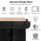Kitchen Cart with Rubber wood Drop-Leaf Countertop
