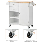 41.3 in. Rolling Kitchen Island with Spice Rack and Two Drawers