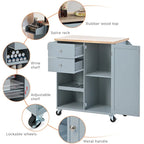 41.3 in. Rolling Kitchen Island with Spice Rack and Two Drawers