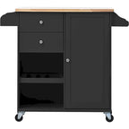 41.3 in. Rolling Kitchen Island with Spice Rack and Two Drawers