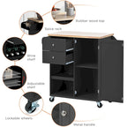 41.3 in. Rolling Kitchen Island with Spice Rack and Two Drawers