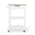 Compact Wooden Kitchen Cart with Wheels Shelves and Drawer by