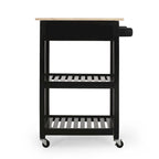 Compact Wooden Kitchen Cart with Wheels Shelves and Drawer by