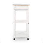 Compact Wooden Kitchen Cart with Wheels Shelves and Drawer by