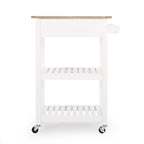 Compact Wooden Kitchen Cart with Wheels Shelves and Drawer by