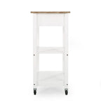 Compact Wooden Kitchen Cart with Wheels Shelves and Drawer by