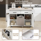 Kitchen Island with Trash Can Storage Cabinet by
