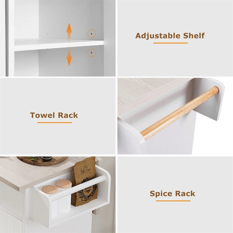 Kitchen Island with Trash Can Storage Cabinet by