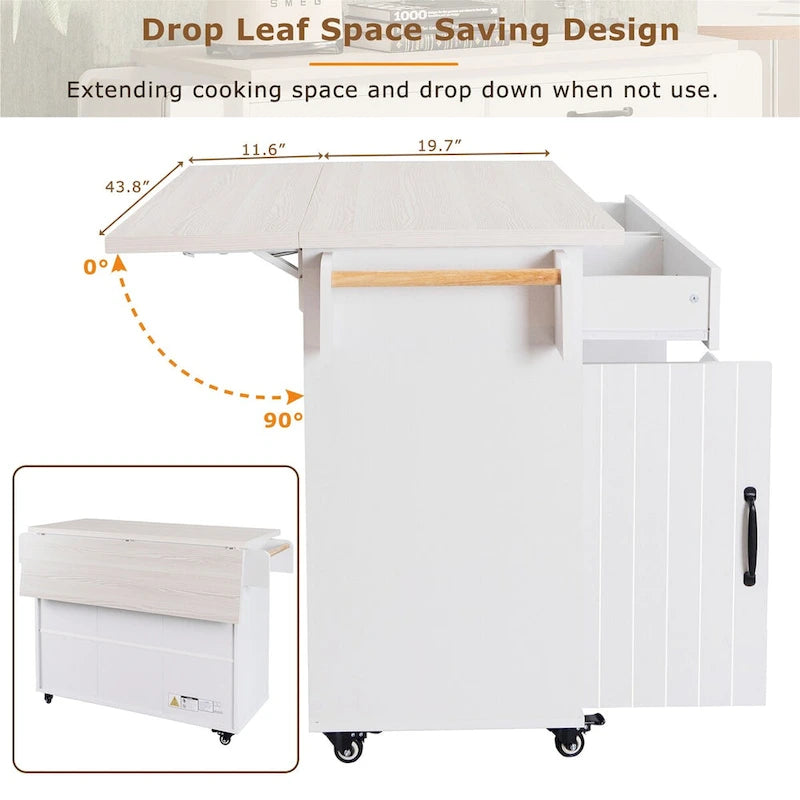 Kitchen Island with Trash Can Storage Cabinet by