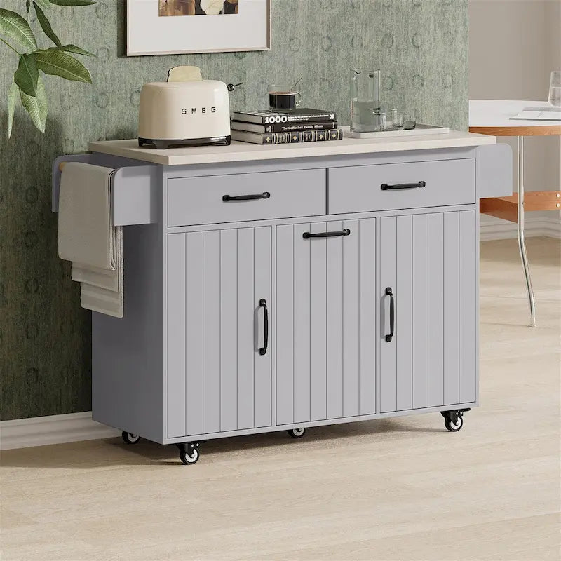 Kitchen Island with Trash Can Storage Cabinet by
