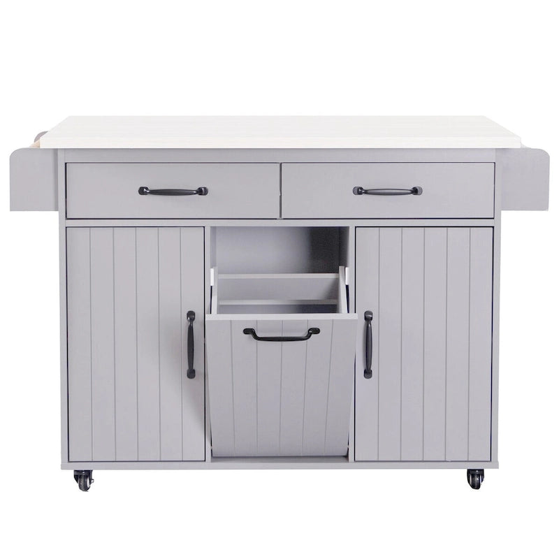 Kitchen Island with Trash Can Storage Cabinet by