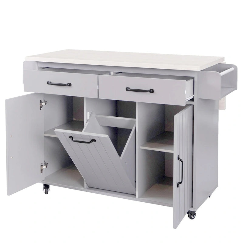 Kitchen Island with Trash Can Storage Cabinet by