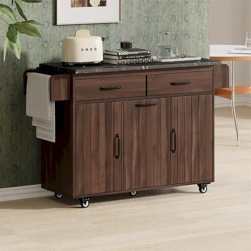 Kitchen Island with Trash Can Storage Cabinet by