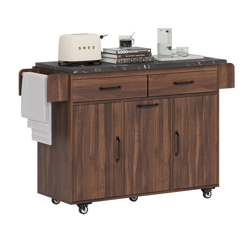Kitchen Island with Trash Can Storage Cabinet by