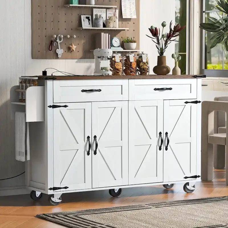 53.5 Farmhouse Kitchen Island with Power Outlet