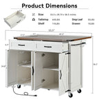 53.5 Farmhouse Kitchen Island with Power Outlet