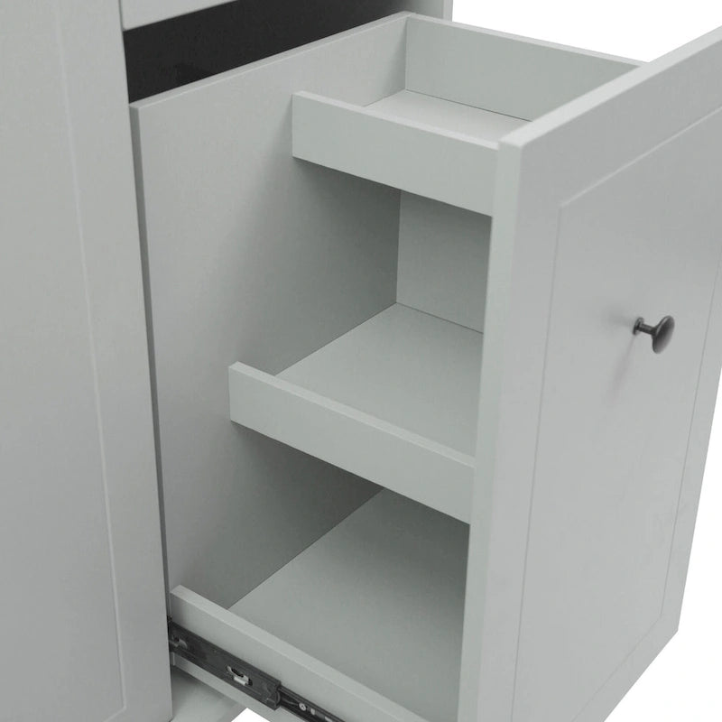 53.9 Width Rolling Kitchen Island with Drop Leaf and 3 Tier Pull Out Cabinet