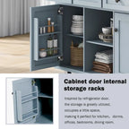 Kitchen Island on 5 Wheels with Storage Cabinet and 3 Drawers