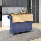 Rolling Mobile Kitchen Island with Locking Wheels Storage Cabinet - 52.76 x 29.5 x 36.81 inches