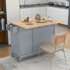 Rolling Mobile Kitchen Island with Locking Wheels Storage Cabinet - 52.76 x 29.5 x 36.81 inches