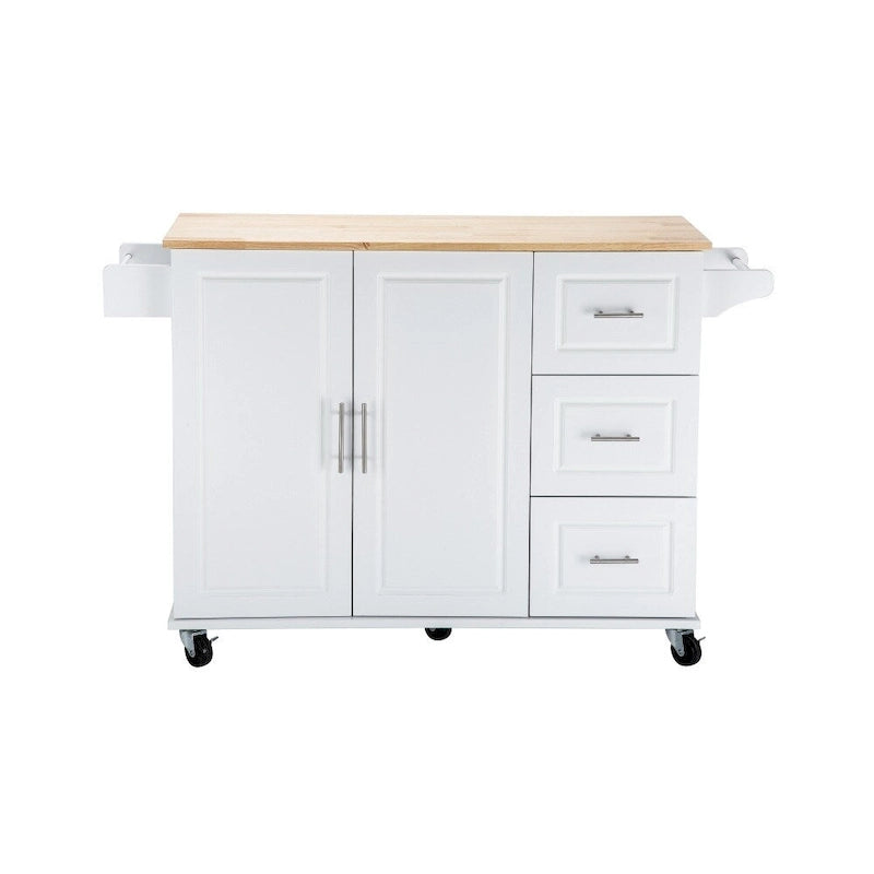 Mobile Kitehcn Island with Extensible Table Top and Adjustable Shelf