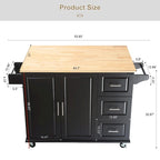 Mobile Kitehcn Island with Extensible Table Top and Adjustable Shelf