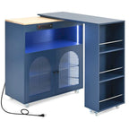 Kitchen Island Cart with Extended Table and Power Outlets