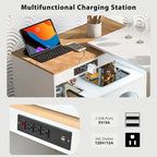 Kitchen Island Cart with Extended Table and Power Outlets