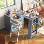 Kitchen Island Cart with Extended Table and Power Outlets