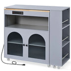 Kitchen Island Cart with Extended Table and Power Outlets