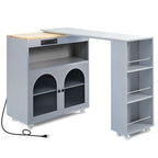 Kitchen Island Cart with Extended Table and Power Outlets