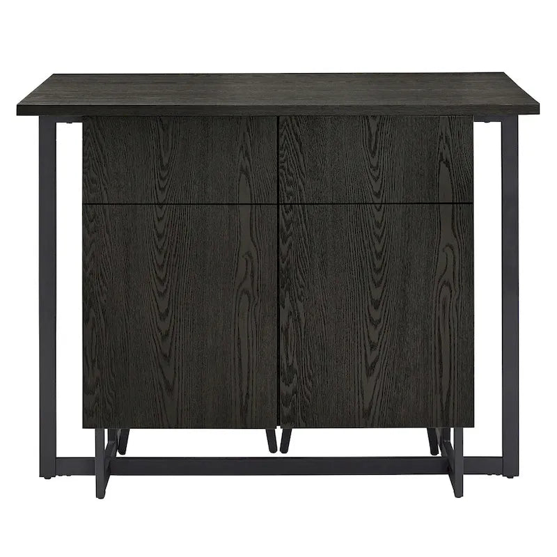 Oyala Black Finish 2-door Kitchen Island with Power and USB outlets by