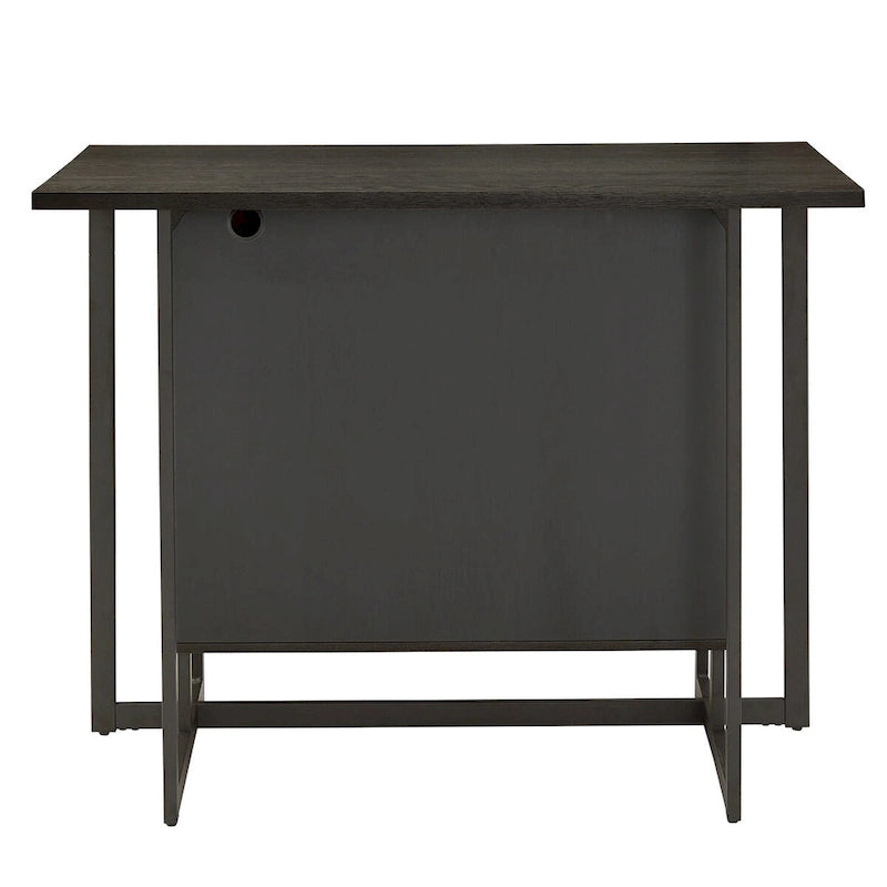 Oyala Black Finish 2-door Kitchen Island with Power and USB outlets by