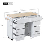 8 Drawer Rubber Wood Kitchen Island