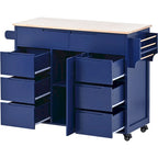 8 Drawer Rubber Wood Kitchen Island