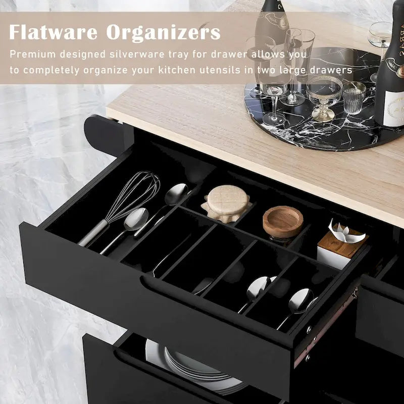 8 Drawer Rubber Wood Kitchen Island