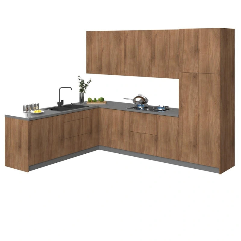 Kitchen Harmony Collection Natural Teak & Black Color Base Size 8x10Ft Wide - 126x96