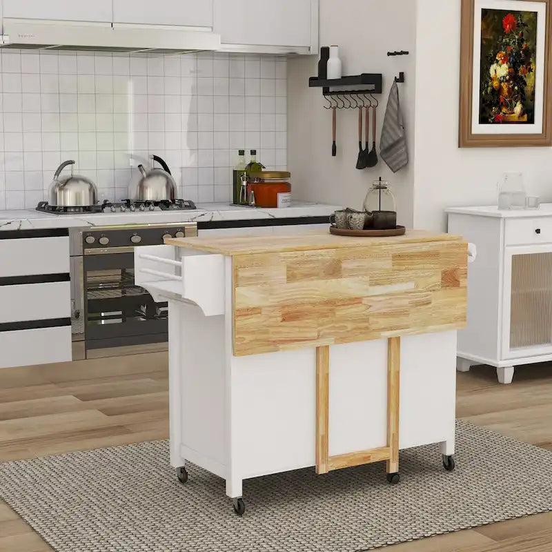 Double Door Kitchen Island with Adjustable Shelves