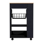 Kitchen Cart, One Drawer, Two Open Shelves, Four Casters -White / Light Oak