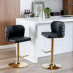 Modern Upholstered Bar Stools with the whole Back Tufted Swivel Barstools Adjusatble Seat Height