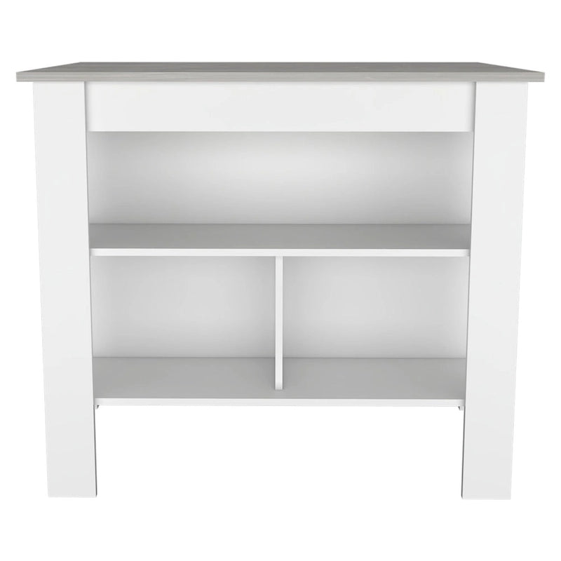 Rockaway 3-Shelf Kitchen Island White and Onix