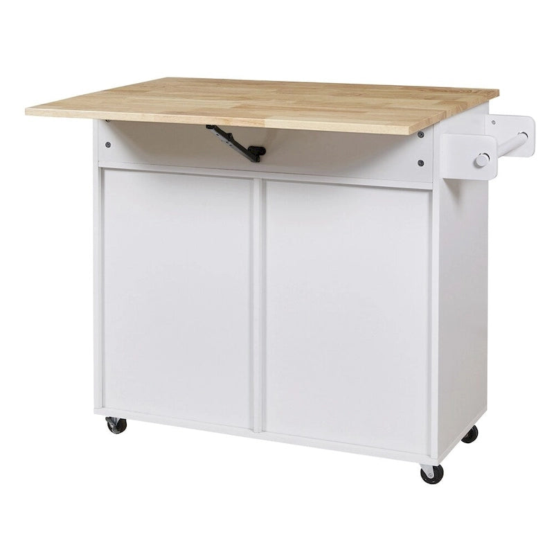 Rolling Kitchen Cart with Adjustable Shelf Tower Rack and Rubber Top - N/A