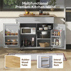 Rolling Kitchen Cart with Adjustable Shelf Tower Rack and Rubber Top - N/A