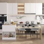 Kitchen Table 94.5 White/Wood Island for Breakfast, Bar, and Work