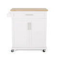 Contemporary Wood Kitchen Cart with Wheels Storage and Wheels by