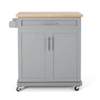 Contemporary Wood Kitchen Cart with Wheels Storage and Wheels by