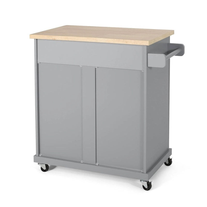 Contemporary Wood Kitchen Cart with Wheels Storage and Wheels by